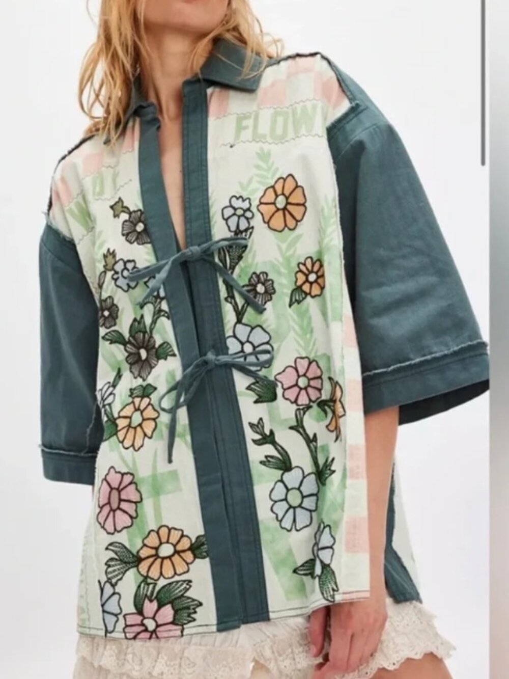 Free People Pressed on Flowers Kimono Top XS